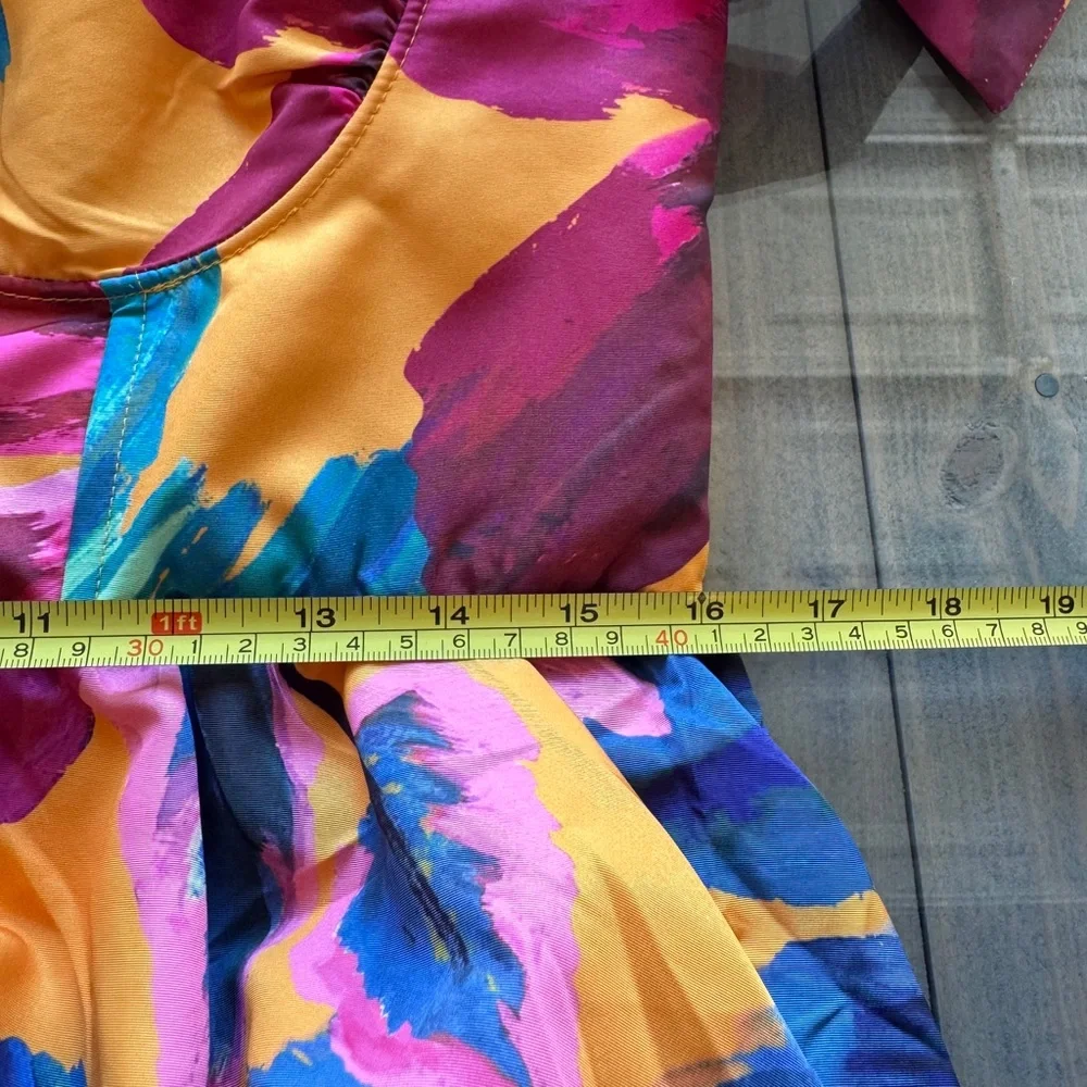 Farm Rio Tropical Floral Printed Colorful Layered Maxi Dress Size L Tie Straps - Picture 12 of 14